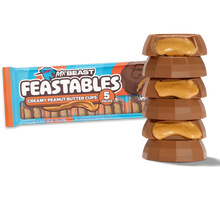 Creamy Peanut Butter Cups (5 packs of 2 cups) stacked up with peanut butter drizzle - USCP2207-2X